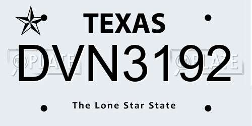 DVN3192 Texas License Plate