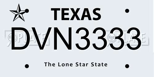 DVN3333 Texas License Plate