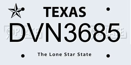 DVN3685 Texas License Plate