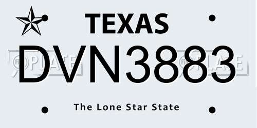 DVN3883 Texas License Plate