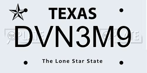 DVN3M9 Texas License Plate