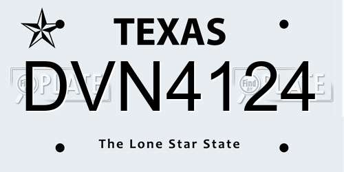 DVN4124 Texas License Plate