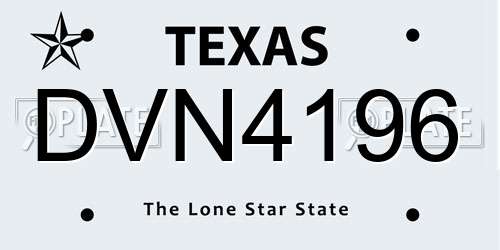 DVN4196 Texas License Plate
