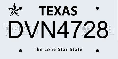 DVN4728 Texas License Plate