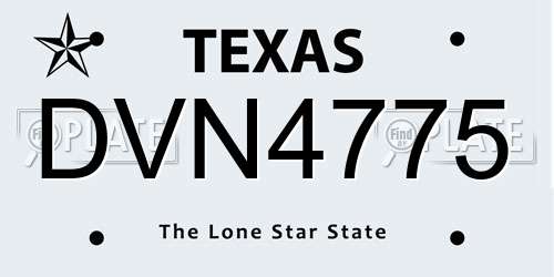 DVN4775 Texas License Plate