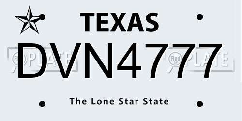 DVN4777 Texas License Plate