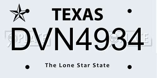 DVN4934 Texas License Plate