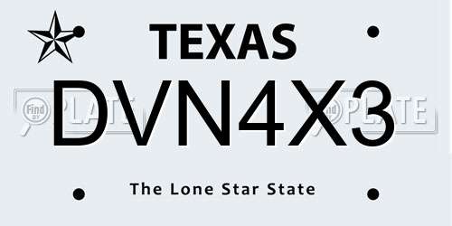 DVN4X3 Texas License Plate