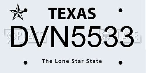 DVN5533 Texas License Plate