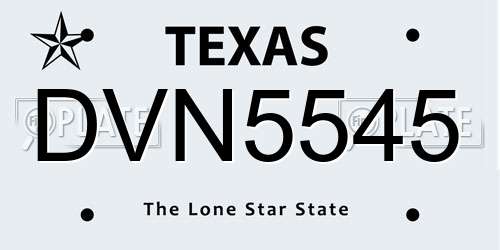 DVN5545 Texas License Plate