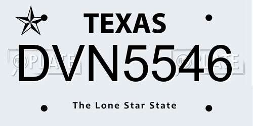 DVN5546 Texas License Plate
