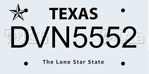 DVN5552 Texas License Plate