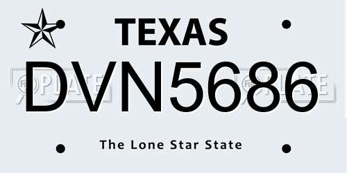 DVN5686 Texas License Plate