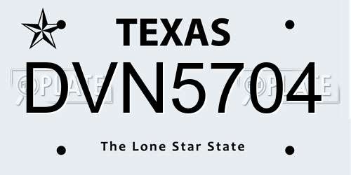 DVN5704 Texas License Plate