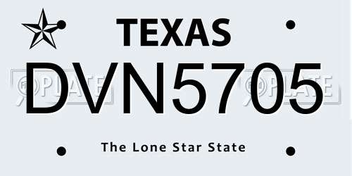 DVN5705 Texas License Plate