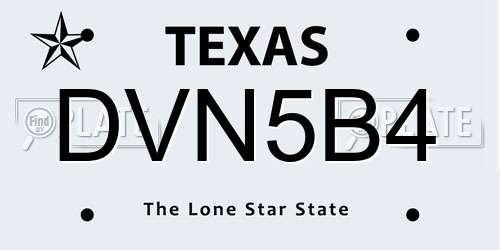 DVN5B4 Texas License Plate