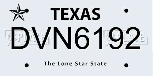DVN6192 Texas License Plate