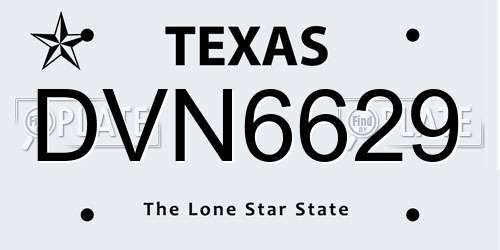 DVN6629 Texas License Plate
