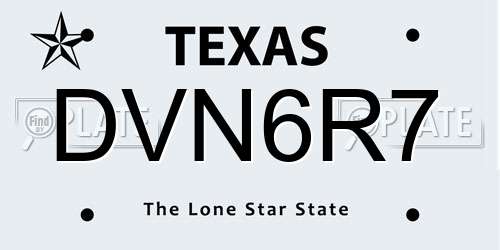 DVN6R7 Texas License Plate