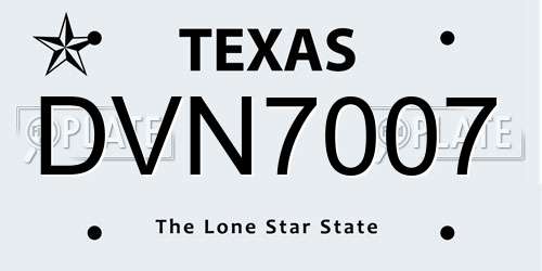 DVN7007 Texas License Plate