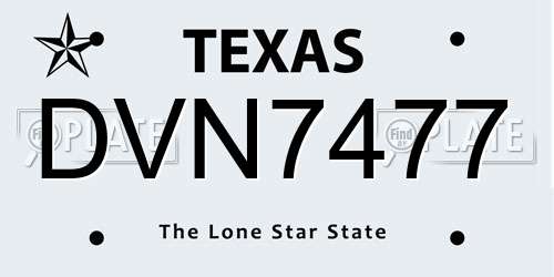 DVN7477 Texas License Plate