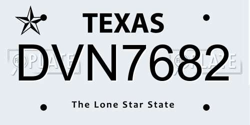 DVN7682 Texas License Plate