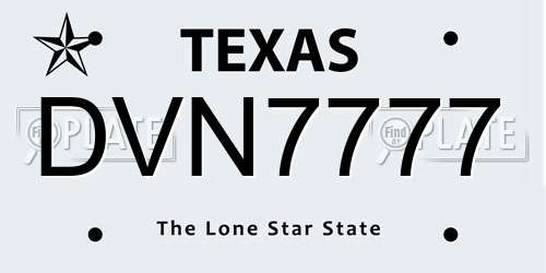 DVN7777 Texas License Plate