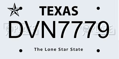 DVN7779 Texas License Plate