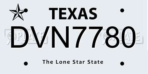DVN7780 Texas License Plate