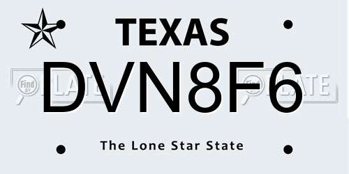 DVN8F6 Texas License Plate