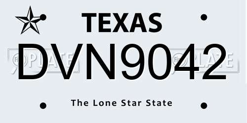 DVN9042 Texas License Plate