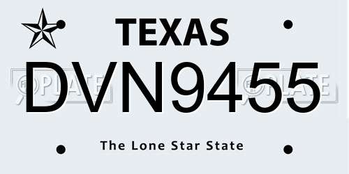 DVN9455 Texas License Plate
