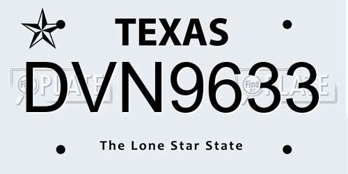 DVN9633 Texas License Plate