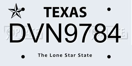 DVN9784 Texas License Plate