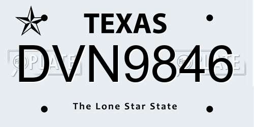 DVN9846 Texas License Plate