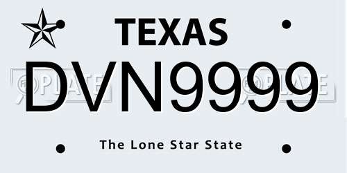 DVN9999 Texas License Plate