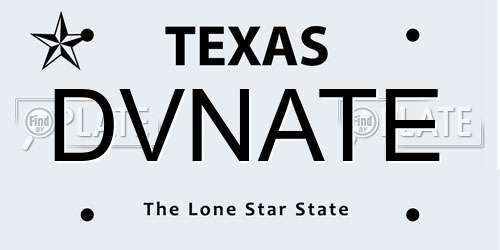 DVNATE Texas License Plate