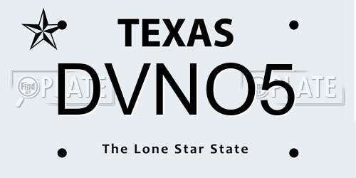 DVNO5 Texas License Plate