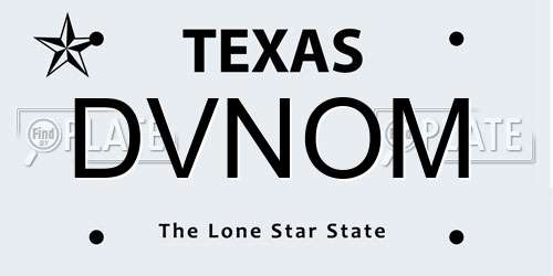 DVNOM Texas License Plate