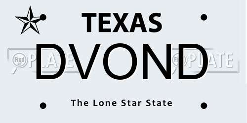 DVOND Texas License Plate