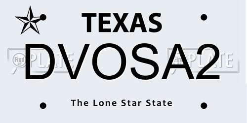 DVOSA2 Texas License Plate