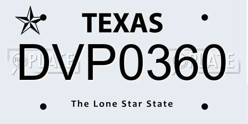 DVP0360 Texas License Plate