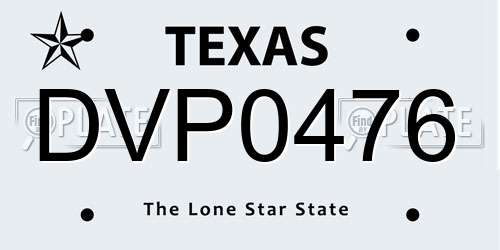 DVP0476 Texas License Plate