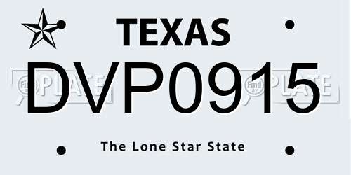 DVP0915 Texas License Plate