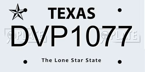 DVP1077 Texas License Plate
