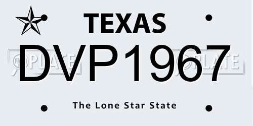 DVP1967 Texas License Plate