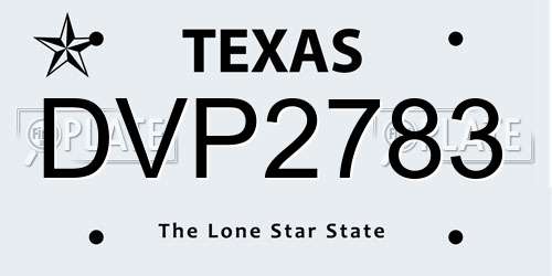DVP2783 Texas License Plate
