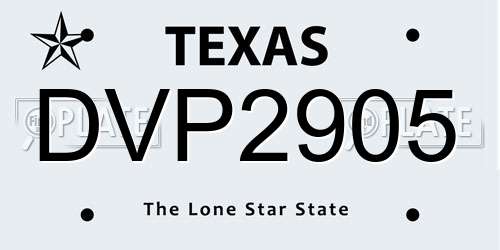 DVP2905 Texas License Plate