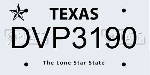 DVP3190 Texas License Plate
