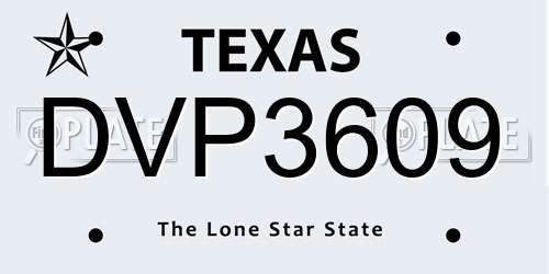 DVP3609 Texas License Plate